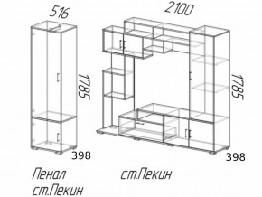 Гостиная Пекин с пеналом Ясень Шимо в Новой Ляле - novaya-lyalya.magazinmebel.ru | фото - изображение 2