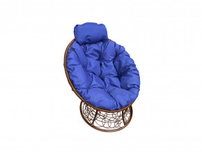 Кресло Папасан мини с ротангом синяя подушка в Новой Ляле - novaya-lyalya.magazinmebel.ru | фото