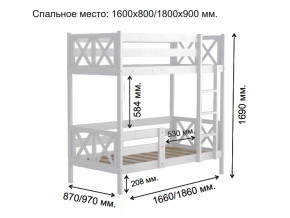 Кровать 2-х ярусная Аист-2 Прованс белый 1800х900 мм в Новой Ляле - novaya-lyalya.magazinmebel.ru | фото - изображение 2