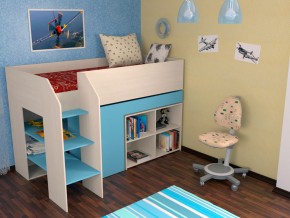 Кровать чердак Теремок 2 Голубой в Новой Ляле - novaya-lyalya.magazinmebel.ru | фото - изображение 1