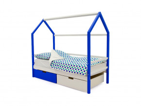 Кровать-домик Svogen с ящиками сине-белый в Новой Ляле - novaya-lyalya.magazinmebel.ru | фото - изображение 1