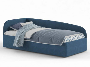 Кровать мягкая Денди на латах рогожка синяя в Новой Ляле - novaya-lyalya.magazinmebel.ru | фото - изображение 1