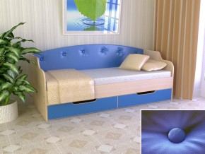 Кровать Юниор Тип 2 дуб молочный/синий 800х1600 в Новой Ляле - novaya-lyalya.magazinmebel.ru | фото - изображение 1